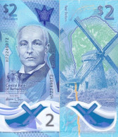 BARBADOS 2 Dollars 2022 P W80 UNC Polymer - Barbados