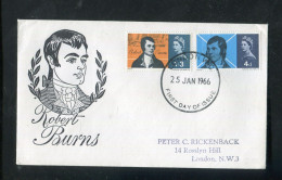 "GROSSBRITANIEN" 1966, Mi. 408/409 "Robert Burns" FDC (A0169) - 1952-1971 Dezimalausgaben (Vorläufer)