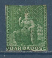 BARBADE , Colonie Britannique , 1/2 P. , 1857 , N° YT 4 , Côte Y & T En 1989 : 1100.00 Frs Soit 167.69 €  , µ - Barbades (...-1966)