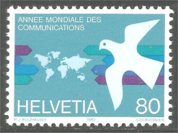 842 Suisse Communications Dove Pigeon Colombe Paloma Map Carte MNH ** Neuf SC (SUI-258) - Télécom