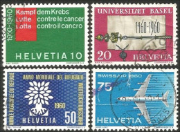 842 Suisse 1960 Cancer Refugies Refugees Bale Basel Swissair Jet DC-8 (SUI-150) - Used Stamps