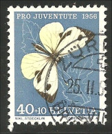 842 Suisse 1956 Semi-postal Pro Juventute Papillon Butterfly Schmetterling Farfala Mariposa (SUI-96) - Vlinders