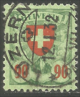842 Suisse 1924 90c Armoiries Coat Of Arms Date 12 I 32 (SUI-37) - Briefmarken