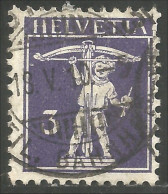 842 Suisse 1909 Tell 3c Violet Date 18 V 10 (SUI-31) - Tir à L'Arc