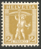 842 Suisse 1907 Guillaume William Tell 2c Bistre Bister MH * Neuf (SUI-22) - Tiro Con L'Arco