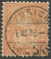 842 Suisse Helvetia 20c Orange Date 6 III 78 (SUI-17) - Gebruikt