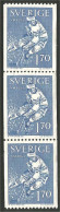 840 Sweden 1965 Championnat Du Monde Ice Hockey Glace En Paire Bande De 3 (SWE-463a) - Gebruikt