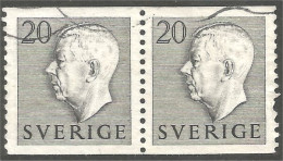 840 Sweden 1951 King Roi Gustaf VI Adolf 20o Gris Gray Paire (SWE-441) - Usados