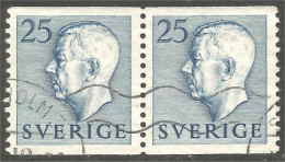 840 Sweden 1951 King Roi Gustaf VI Adolf 25o Bleu Paire (SWE-445) - Usados