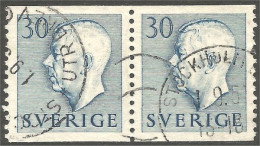 840 Sweden 1951 King Roi Gustaf VI Adolf 30o Blue Paire (SWE-437) - Usati