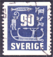 840 Sweden 1954 Rock Carvings Gravure Pierre 90o Bleu (SWE-400) - Used Stamps