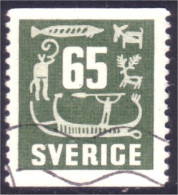 840 Sweden 1954 Rock Carvings Gravure Pierre 65o Vert Green (SWE-395) - Gebruikt