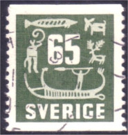 840 Sweden 1954 Rock Carvings Gravure Pierre 65o Vert Green (SWE-396) - Usati