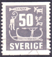 840 Sweden 1954 Rock Carvings Gravure Pierre 50o Gris Grey (SWE-391) - Oblitérés