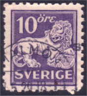 840 Sweden 1920 Heraldic Lion 10o Violet (SWE-382) - Gebraucht