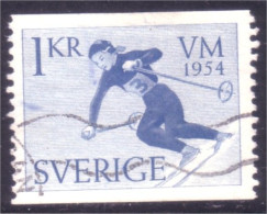 840 Sweden 1954 Girl Skier Skieuse 1Kr (SWE-388) - Gebruikt