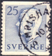 840 Sweden 1954 Gustav VI Adolph 25o Bleu (SWE-362) - Used Stamps