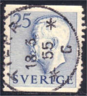 840 Sweden 1954 Gustav VI Adolph 25o Bleu (SWE-361) - Oblitérés