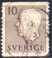 840 Sweden 1953 Gustav VI Adolph 10o Brun Brown (SWE-357) - Usados