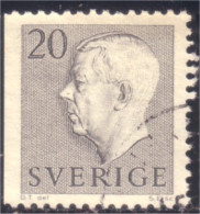 840 Sweden 1952 Gustav VI Adolph 20o Gris Grey (SWE-355) - Oblitérés