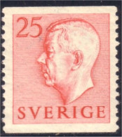 840 Sweden 1952 Gustav VI Adolph 25o Rose MH * Neuf (SWE-350) - Unused Stamps
