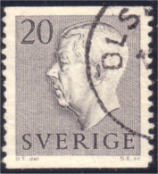 840 Sweden 1952 Gustav VI Adolph 20o Gris Grey (SWE-342) - Oblitérés