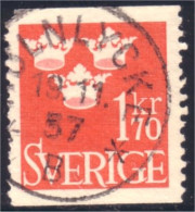 840 Sweden 1951 Trois Couronnes Three Crowns 1kr70 Red Rouge (SWE-328) - Usados