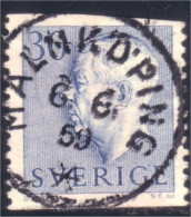 840 Sweden 1951 Gustav VI Adolph 30o Bleu (SWE-321) - Oblitérés