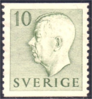 840 Sweden 1951 Gustav VI Adolph 10o Vert Green No Gum Sans Gomme (SWE-318) - Gebraucht