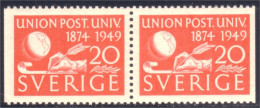 840 Sweden 1949 UPU Se-tenant Paire MNH MH ** * Neuf SC CH (SWE-316) - U.P.U.