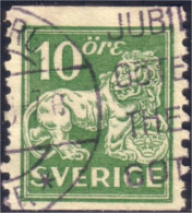 840 Sweden Lion Arms 10o Vert Green (SWE-109) - Used Stamps