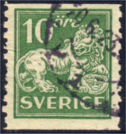 840 Sweden Lion Arms 10o Vert Green (SWE-107) - Used Stamps