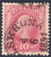 840 Sweden 10o Rose Posthorn (SWE-14) - Used Stamps