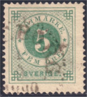 840 Sweden 5o Green Posthon (SWE-13) - Used Stamps