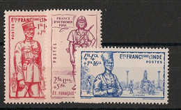 INDE - 1941 - N°YT. 123 à 125 - Défense De L'Empire - Neuf Luxe ** / MNH / Postfrisch - Unused Stamps