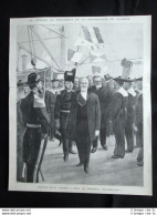Presidente Di Francia Loubet A Bordo Della Giovanna D'Arco Stampa Del 1903 - Autres & Non Classés