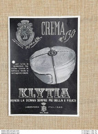 Pubblicità Del 1937 Klytia Crema N° 130 Laboratorio Italiano Milano - Altri & Non Classificati