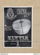 Pubblicità Del 1937 Klytia Crema N° 130 Laboratorio Italiano Milano - Other & Unclassified