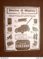 Pubblicità Del 1945 Cassetta Propaganda Spumante Cinzano Migliaia Di Doni - Autres & Non Classés