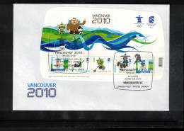 Canada 2010 Olympic Games Vancouver - Ice Hockey Postmark On Scarce Block With Golden Overprint Vancouver 2010 - Inverno2010: Vancouver