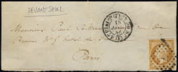 FRANCE - 1858 Yv.13 Obl. Losange "F" (bâton) + TàD  "4e Diston (F) 1h30 Sr (F)" (Pothion 1520) Sur Devant Seul - 1849-1876: Classic Period