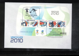 Canada 2010 Olympic Games Vancouver-Curling+Free Style Ski Postmark On Scarce Block With Silver Overprint Vancouver 2010 - Winter 2010: Vancouver