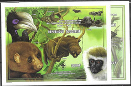 Togo 2 Different Sheets Mnh ** 1997 17 Euros Scouts Animals Bird Ape Mushroom Champignons - Togo (1960-...)