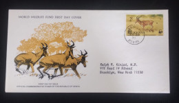 EL)1977 KENYA, WORLD WILDLIFE FUND, WWF, ENDANGERED SPECIES, COMMON BUFFALO, CIRCULATED TO NEW YORK - USA, FDC - Kenia (1963-...)