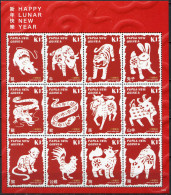 Papua New Guinea 2019. Chinese New Year. Symbols Of The Year (MNH OG) M/S - Papouasie-Nouvelle-Guinée