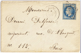 FRANCE - 1868 - Yv.29B (type II) Obl. GC 3997 + TàD "TOURS / (36) " Sur LSC Pour Paris - 1863-1870 Napoleon III With Laurels