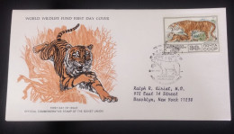 EL)1977 RUSSIA, WORLD WILDLIFE FUND, WWF, FAUNA, SIBERIAN TIGER, CIRCULATED TO NEW YORK - USA, FDC - Neufs