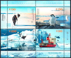 Argentina 2022 ** Argentina In Antarctica. Expeditionaries. Penguin, Glaciers, Boat And Helicopter. - Blocks & Sheetlets