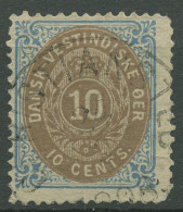 Dänisch Westindien 1876 Ziffer Im Rahmen 11 II B Gestempelt, Zahnfehler - Deens West-Indië