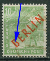 Berlin 1949 Rotaufdruck Mit Aufdruckfehler 24 III Gestempelt, Marke Geprüft - Errors & Oddities